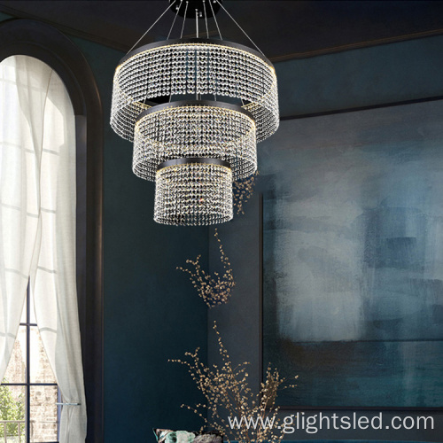 Glass crystal modern led chandelier hanging light